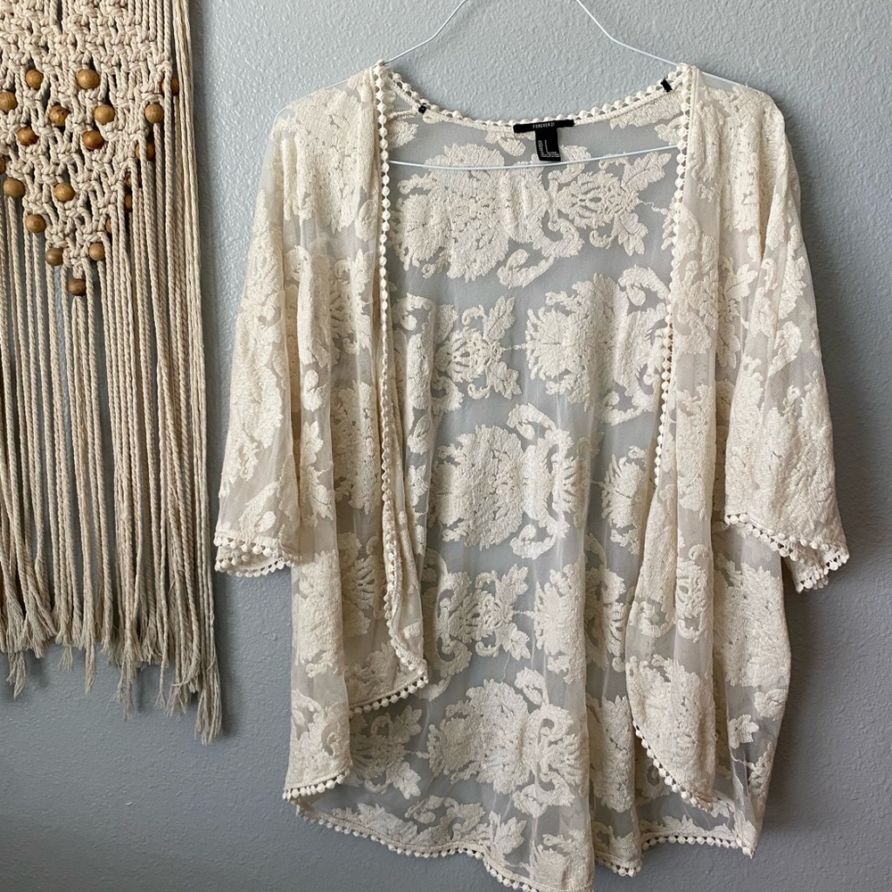 Forever 21 off white lace cardigan